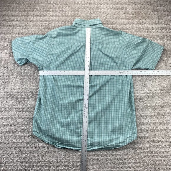 Eddie Bauer Shirt Men Large Teal Plaid Relaxed Fit Casual Button Up Short Sleeve - Picture 5 of 7